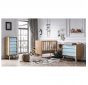 Pack Duo : Lit bébé évolutif 70 x 140 + Commode à langer Vintage VOX - Bleu / Naturel