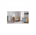 Pack Duo : Lit bébé évolutif 70 x 140 + Commode à langer Vintage VOX - Bleu / Naturel