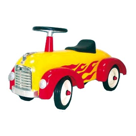 Voiture porteur Flammes en métal rouge et jaune