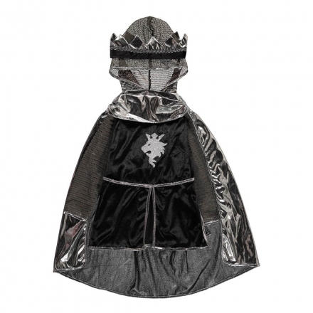 Costume de Chevalier 3 pièces argent :  tunique, cape et couronne