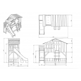 Treehouse Bunk bed and slide with plateform 90 x 190 cm by MATHY BY BOLS - Grey