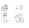Treehouse Bunk bed and slide with plateform 90 x 190 cm by MATHY BY BOLS - Grey