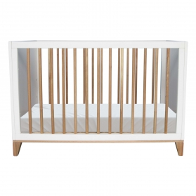 Nami Cedar and Rattan Weave Baby Bed 60x120cm White