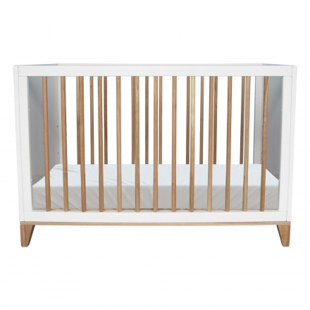 Nami Cedar and Rattan Weave Baby Bed 60x120cm White