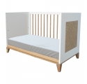 Nami Cedar and Rattan Weave Baby Bed 60x120cm White