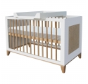 Nami Cedar and Rattan Weave Baby Bed 60x120cm White