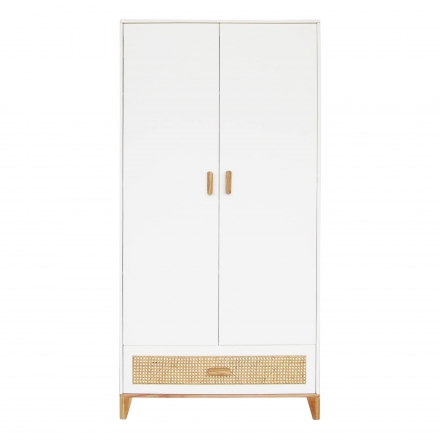 2-DOOR WARDROBE Nami Cedar Rattan Weave Cabinet White by Théothéo