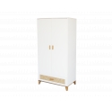 2-DOOR WARDROBE Nami Cedar Rattan Weave Cabinet White by Théothéo