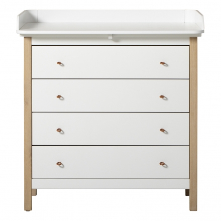 Wood Oak Changing Table & Dresser White