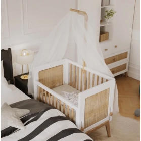 Berceau Cododo MARELIA cèdre et tressage rotin Neige - Blanc