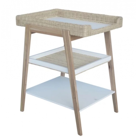 Table à langer MARELIA cèdre et cannage rotin NEIGE - Blanc