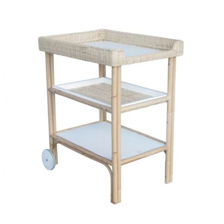 Table à langer OCEANIA cèdre et cannage rotin NEIGE - Blanc