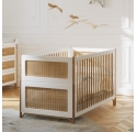 Lit bébé évolutif OCEANIA cèdre et tressage rotin 70 x 140 cm Neige - Blanc