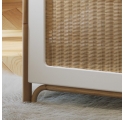 Lit bébé évolutif OCEANIA cèdre et tressage rotin 70 x 140 cm Neige - Blanc