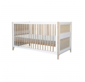 Lit bébé évolutif OCEANIA cèdre et tressage rotin 70 x 140 cm Neige - Blanc