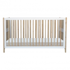 Lit bébé évolutif OCEANIA cèdre et tressage rotin 70 x 140 cm Neige - Blanc