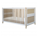 Lit bébé évolutif OCEANIA cèdre et tressage rotin 70 x 140 cm Neige - Blanc