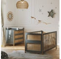 Lit bébé évolutif OCEANIA cèdre et tressage rotin 70 x 140 cm SILEX - Gris