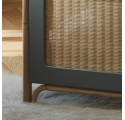 Océania Cedar and Rattan Weave Baby Bed 70x140cm Silex Grey