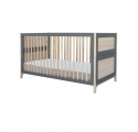 Lit bébé évolutif OCEANIA cèdre et tressage rotin 70 x 140 cm SILEX - Gris