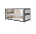 Lit bébé évolutif OCEANIA cèdre et tressage rotin 70 x 140 cm SILEX - Gris