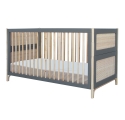 Lit bébé évolutif OCEANIA cèdre et tressage rotin 70 x 140 cm SILEX - Gris