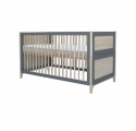 Lit bébé évolutif OCEANIA cèdre et tressage rotin 70 x 140 cm SILEX - Gris