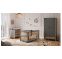 Océania Cedar and Rattan Weave Baby Bed 70x140cm Silex Grey