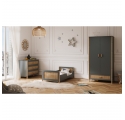 Océania Cedar and Rattan Weave Baby Bed 70x140cm Silex Grey