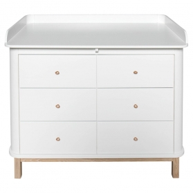 Commode à langer 6 tiroirs WOOD avec grand plan - Chêne Naturel