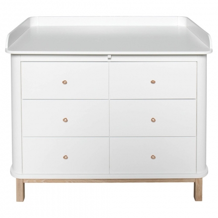 Commode à langer 6 tiroirs WOOD avec grand plan - Chêne Naturel