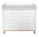 Commode à langer 6 tiroirs WOOD avec grand plan - Chêne Naturel