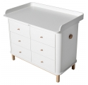 Commode à langer 6 tiroirs WOOD avec grand plan - Chêne Naturel