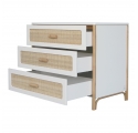 Commode OCEANIA cèdre et cannage rotin NEIGE - Blanc