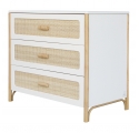 Commode OCEANIA cèdre et cannage rotin NEIGE - Blanc