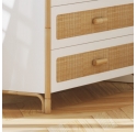 Commode OCEANIA cèdre et cannage rotin NEIGE - Blanc
