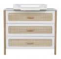 Commode OCEANIA cèdre et cannage rotin NEIGE - Blanc