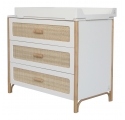 Commode OCEANIA cèdre et cannage rotin NEIGE - Blanc