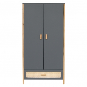 Armoire OCEANIA cèdre et tressage rotin SILEX - Gris