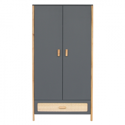 WARDROBE Océania Cedar Rattan Weave Cabinet Grey by Théo