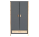 WARDROBE Océania Cedar Rattan Weave Cabinet Grey by Théo