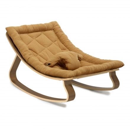 Baby Rocker LEVO In Walnut - Camel Cushion