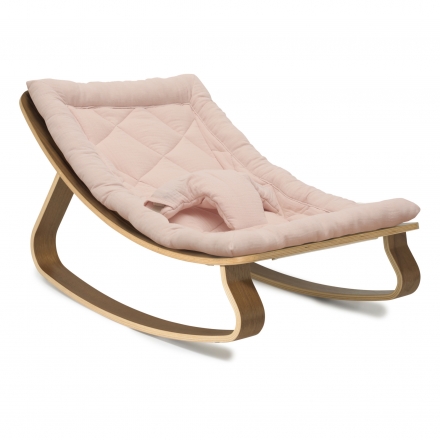 Transat bébé LEVO Noyer - Coussin Nude Pink