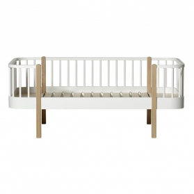 Lit banquette junior WOOD Original Blanc/chêne - 90 x 160 cm