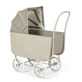 Retro Rattan Doll Pram - Grey