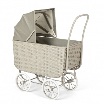 Retro Rattan Doll Pram - Grey