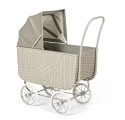 Retro Rattan Doll Pram - Grey