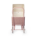 Retro Rattan Doll Pram - Pink