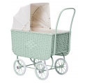 Retro Rattan Doll Pram - Green