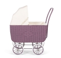Retro Rattan Doll Pram - Purple
